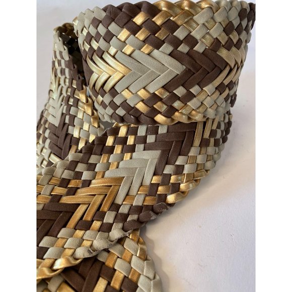 Braided Wide Belt in Various Metallic Colors - Picture 7 of 13